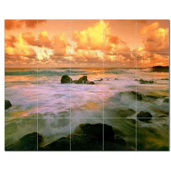 Sunset Photo Ceramic Tile Mural Kitchen Backsplash Bathroom Shower, 405914-S54