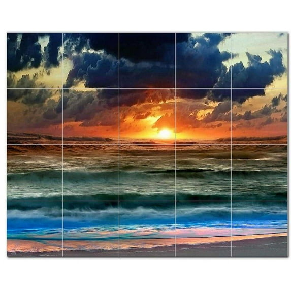 Sunset Photo Ceramic Tile Mural Kitchen Backsplash Bathroom Shower, 405922-M54