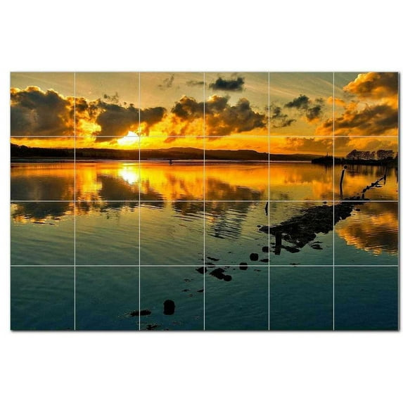 Sunset Photo Ceramic Tile Mural Kitchen Backsplash Bathroom Shower, 405929-M64