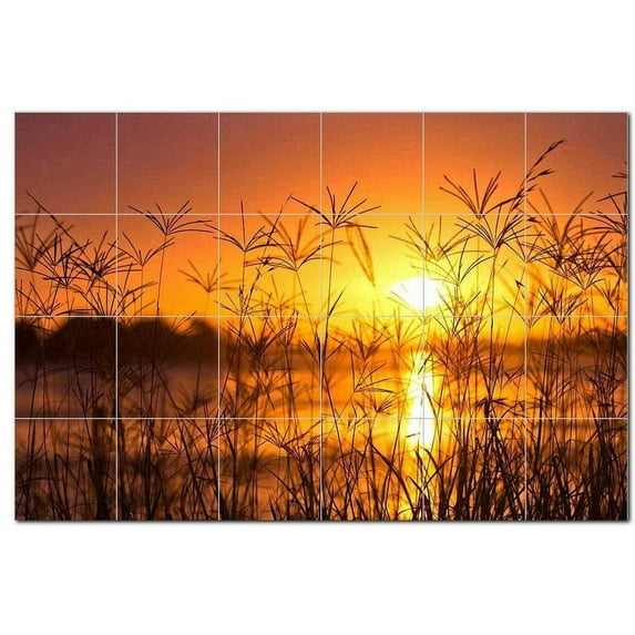 Sunset Photo Ceramic Tile Mural Kitchen Backsplash Bathroom Shower, 405932-M64