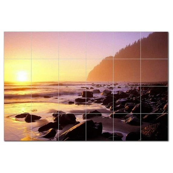 Sunset Photo Ceramic Tile Mural Kitchen Backsplash Bathroom Shower, 405936-M64