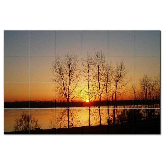 Sunset Photo Ceramic Tile Mural Kitchen Backsplash Bathroom Shower, 405937-M64