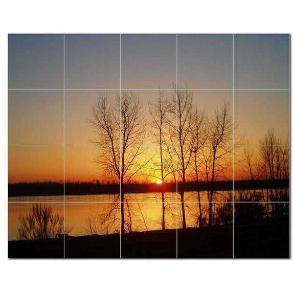 Sunset Photo Ceramic Tile Mural Kitchen Backsplash Bathroom Shower, 405937-S54