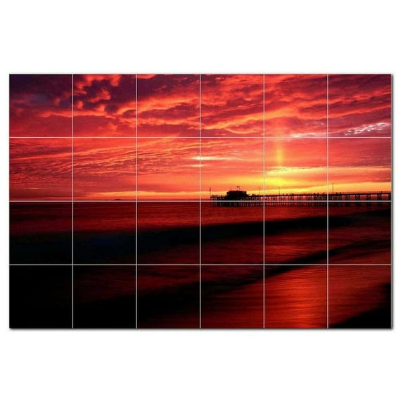 Sunset Picture Ceramic Tile Mural Kitchen Backsplash Bathroom Shower, 405954-M64