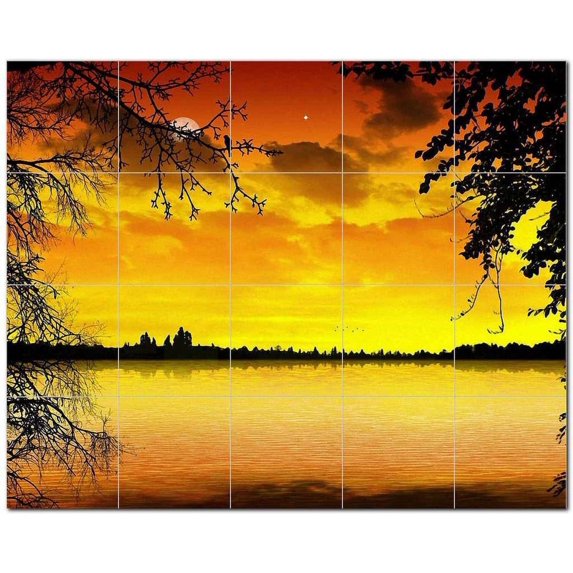Sunset Picture Ceramic Tile Mural Kitchen Backsplash Bathroom Shower, 405959-S54