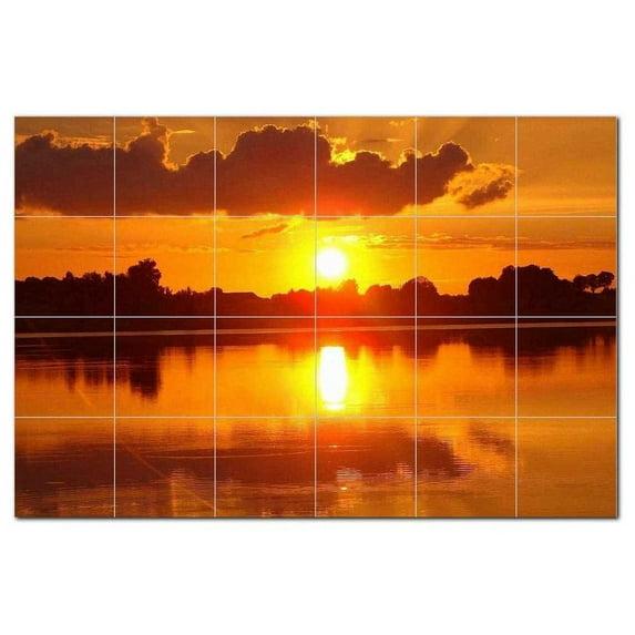 Sunset Picture Ceramic Tile Mural Kitchen Backsplash Bathroom Shower, 405960-S64