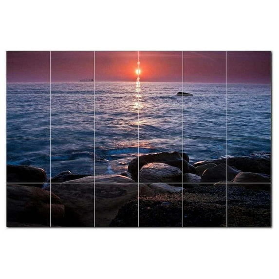 Sunset Picture Ceramic Tile Mural Kitchen Backsplash Bathroom Shower, 405968-M64