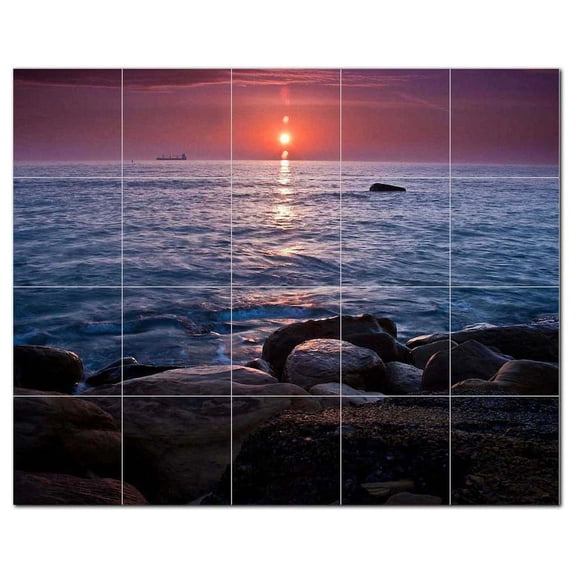Sunset Picture Ceramic Tile Mural Kitchen Backsplash Bathroom Shower, 405968-S54