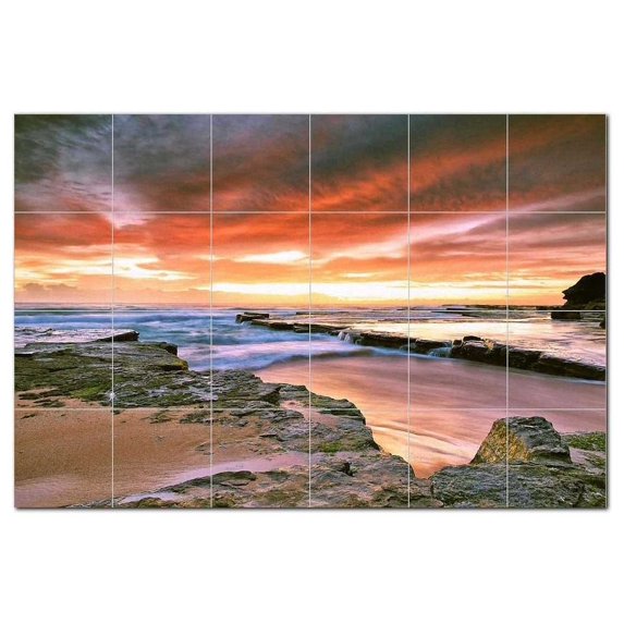 Sunset Picture Ceramic Tile Mural Kitchen Backsplash Bathroom Shower, 405971-XL6