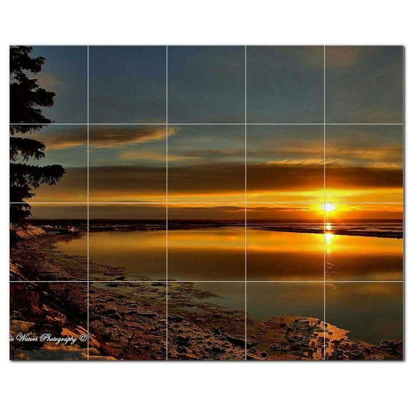 Sunset Picture Ceramic Tile Mural Kitchen Backsplash Bathroom Shower, 405991-M54