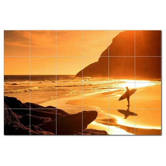 Sunset Picture Ceramic Tile Mural Kitchen Backsplash Bathroom Shower, 405995-S64