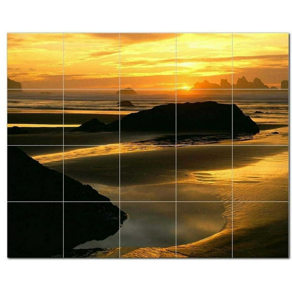 Sunset Picture Ceramic Tile Mural Kitchen Backsplash Bathroom Shower, 405996-L54