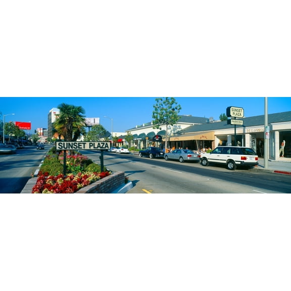 Sunset Plaza, Sunset Blvd, Los Angeles, California Poster Print (36 x 12)