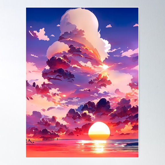 Sunset Poster Wall Art, Modern Wall Decor For Living Room Bedroom, 8x12 UNFRAMED