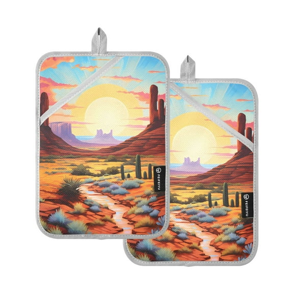 ALAZA Sunset Pot Holders Set of 2 Heat Resistant Kitchen Oven Mitts