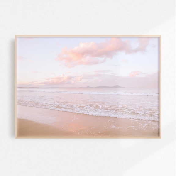 Sunset Print Pastel Beach Wall Art, Dreamy Ocean Physical Print Pink Sunset Print, Beach Decor Horizontal Wall Art Print Unframed Paper Print