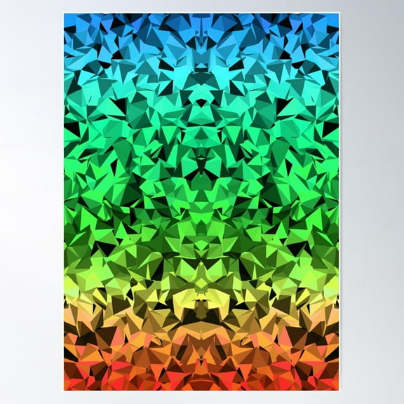 Sunset Prism: Vibrant Geometric Triangular Gradient Pattern Poster Wall Art, Modern Wall Decor For Living Room Bedroom, 12x18 UNFRAMED