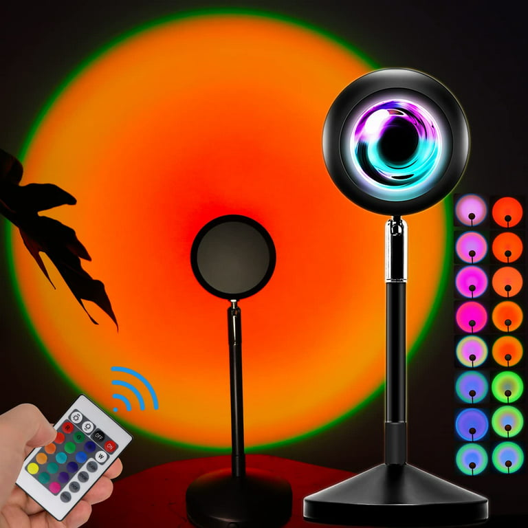 ZCWZMW Sunset Lamp Projector with Remote&App Control, 16 Colors 360 °  Rotating Sunset Lamp for Bedroom, Solset Sunset Lamp