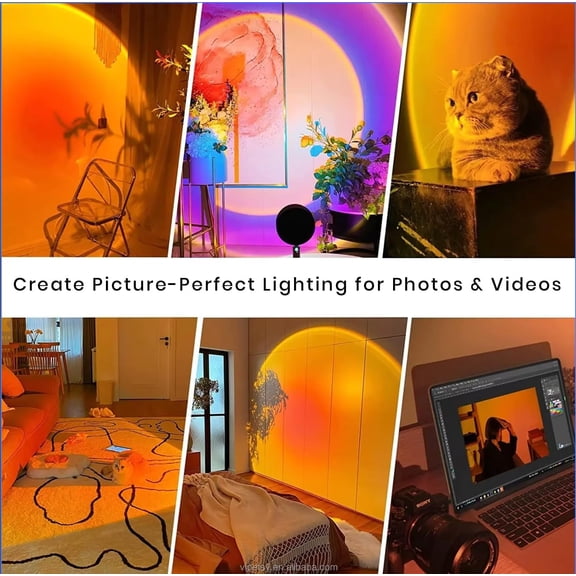 Sunset Projection Lamp with Remote 16 Colors, Adjustable Mood Lighting, Strobe & Flash Modes Bedroom, Party & TikTok Aesthetic