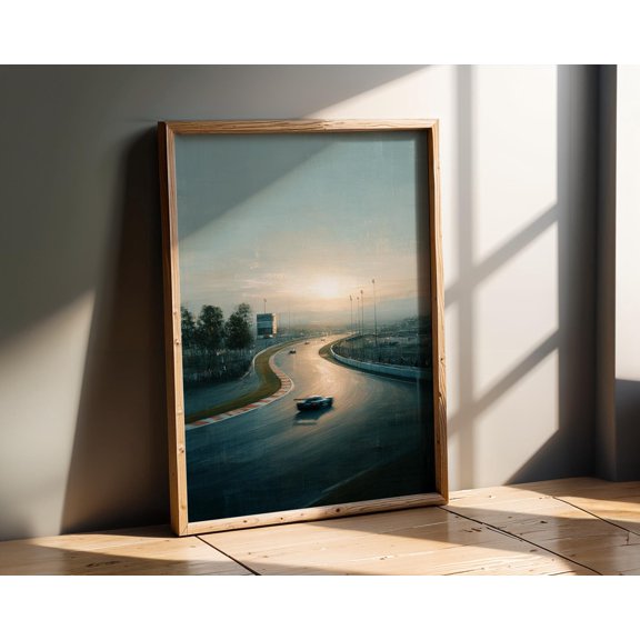 Sunset Racing Circuit Landscape Motorsport Art Poster , Poster Print Only