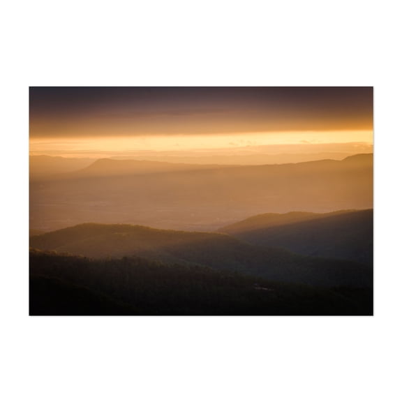 Sunset Rays - Virginia Photography Sunset Landscape Nature Mountain Scenic Unframed Wall Art Print 32 x 48 inches