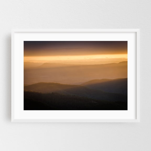 Sunset Rays - Virginia Photography Sunset Landscape Nature Mountain Scenic White Framed Wall Art Print 20 x 30 inches
