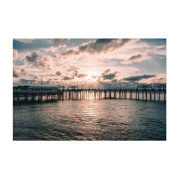 Sunset at Redondo Beach Boardwalk - Redondo Beach California Photography Sunset Boardwalk Seascape Ocean Silhouette Harbor Coastal Unframed Wall Art Print 4 x 6 inches