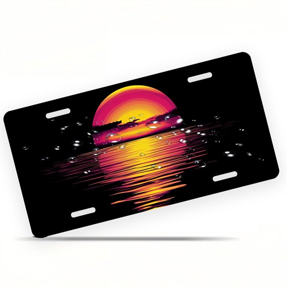 Sunset Reflection Funny Personalized License Plate Rust-proof Stainless Steel Metal License Plate Suitable For Men And Women 12.2" x 6.2"