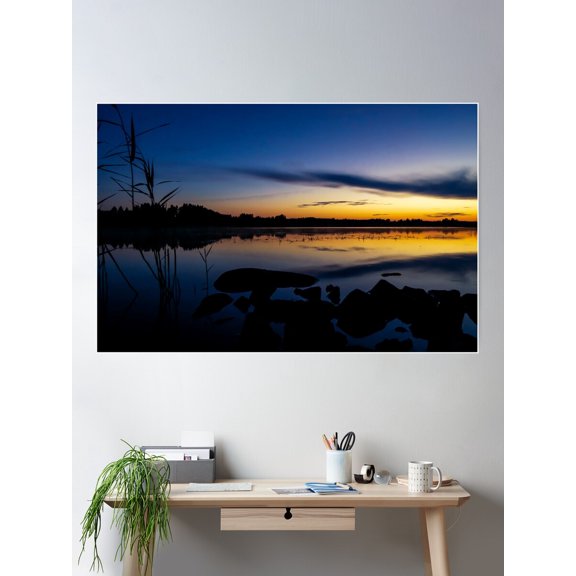 Sunset Reflection Poster Wall Art, Modern Wall Decor For Living Room Bedroom, 16x24 UNFRAMED
