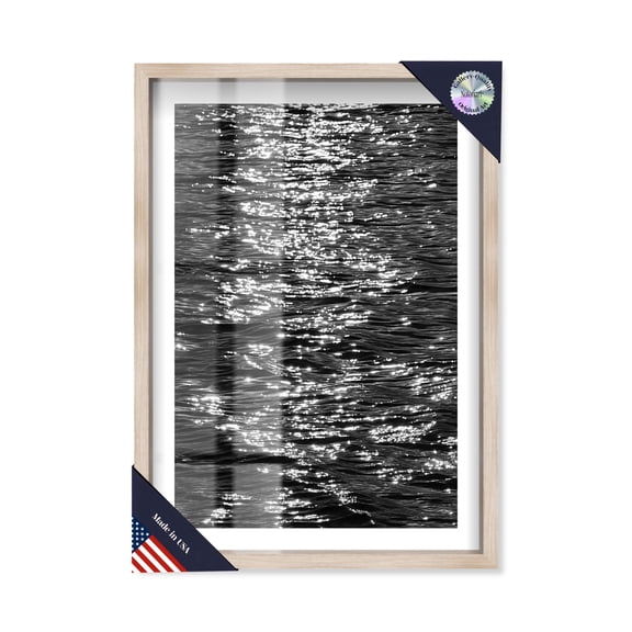 Sunset Reflections In Water Shadowbox Print Fashion Art Prints by Notoriart, Blonde Frame, 11 x 16