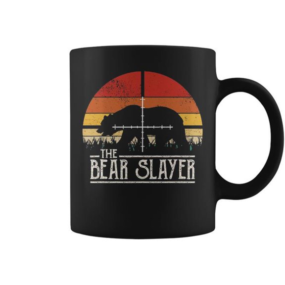 Sunset Retro Style Bear Hunting Bear Slayer Coffee Mugs