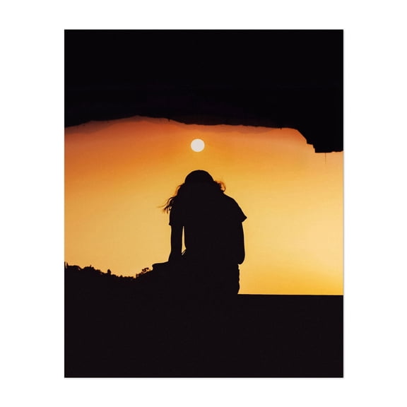 Sunset Reverie - Athens Greece Photography Silhouette Sunset Minimalist Scenic Moody Nature Abstract Unframed Wall Art Print 24 x 36 inches