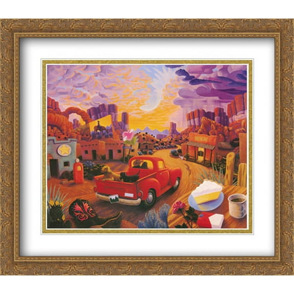 Sunset Ride 2x Matted 32x28 Large Gold Ornate Framed Art Print by Stephen Morath
