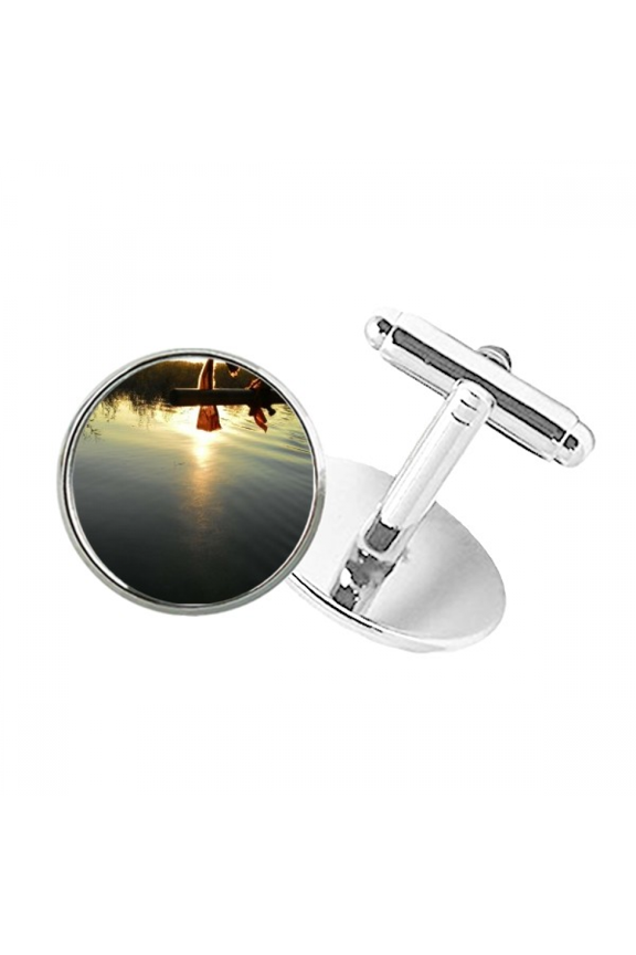 Sunset Round Button Cuff Clip Stud Cufflinks