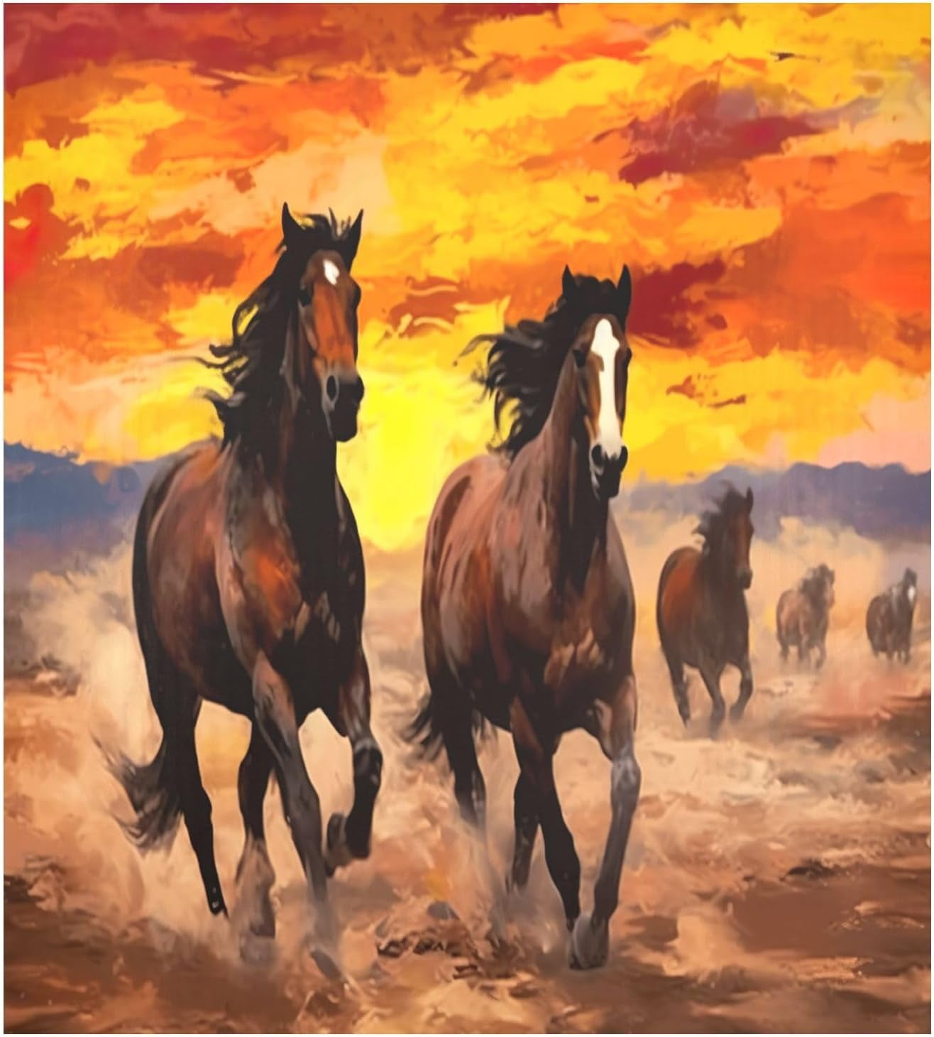 Sunset Running Horses Dishwasher Covers for The Front