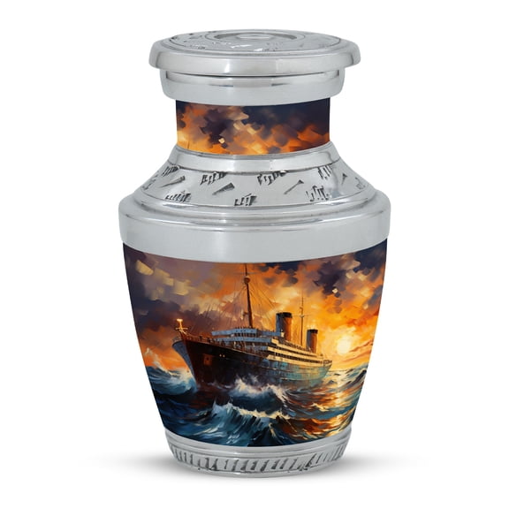 Sunset Sail on Choppy Seas Pearl Paradise Small Cremation Urn - Precious Keepsake for Ashes - Oceanic Elegance - Funeral Urns For Human Ashes - Memorial Urns 3 Inch, 1 Pc