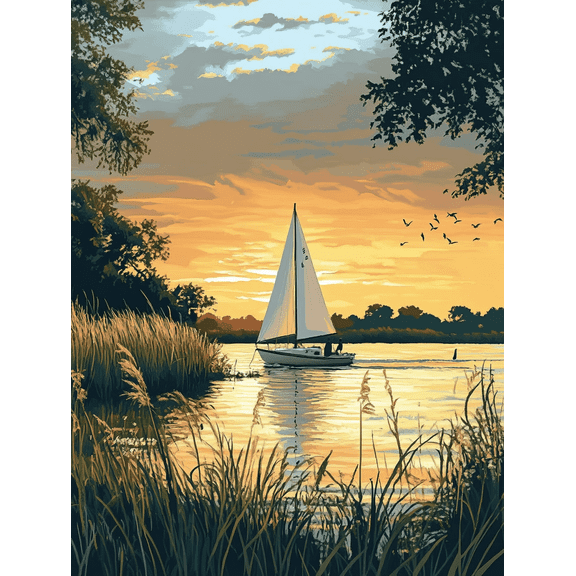 Sunset Sailboat Canvas Print/Wall Art Perfect for Living Room Bedroom Office Dining Room and Bathroom Decor