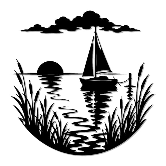 Sunset Sailboat Lake Metal Wall Art WallArt Decor Metal Outdoor Decor Metal Signs Rustic Contemporary Wall Sculpture Hanging Plaque Sign Stunning Home Decoration for Living Room Office
