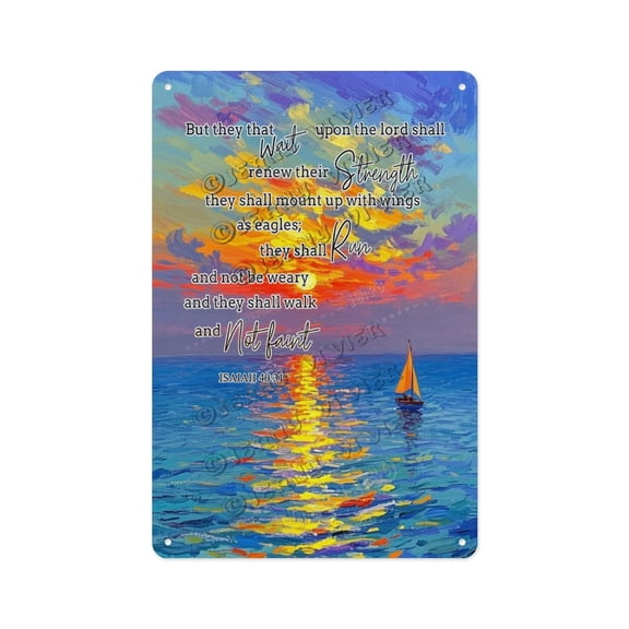 Sunset Sailboat Motivational Quote Tin Sign 8x12 Inches Inspirational Nautical Wall Art for Beach Homes, Living Rooms, and Offices