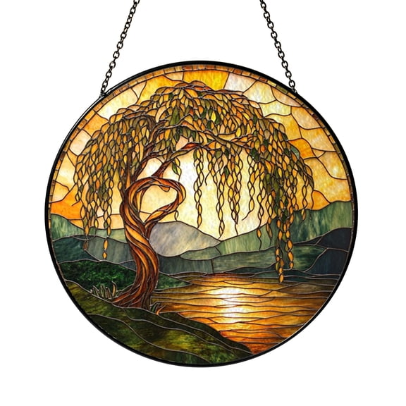 Sunset Sailboat Window Hanging – Stained Glass Style Nautical Decor