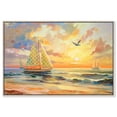 thumbnail image 1 of Sunset Sailboats Canvas Glam Beach Wall Art by Art Remedy, Silver Frame, 36" x 24", 1 of 7