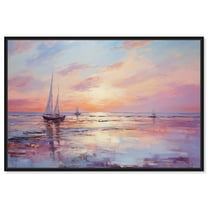 Sunset Sailing Canvas Glam Beach Wall Art by Art Remedy, Black Frame, 15" x 10"