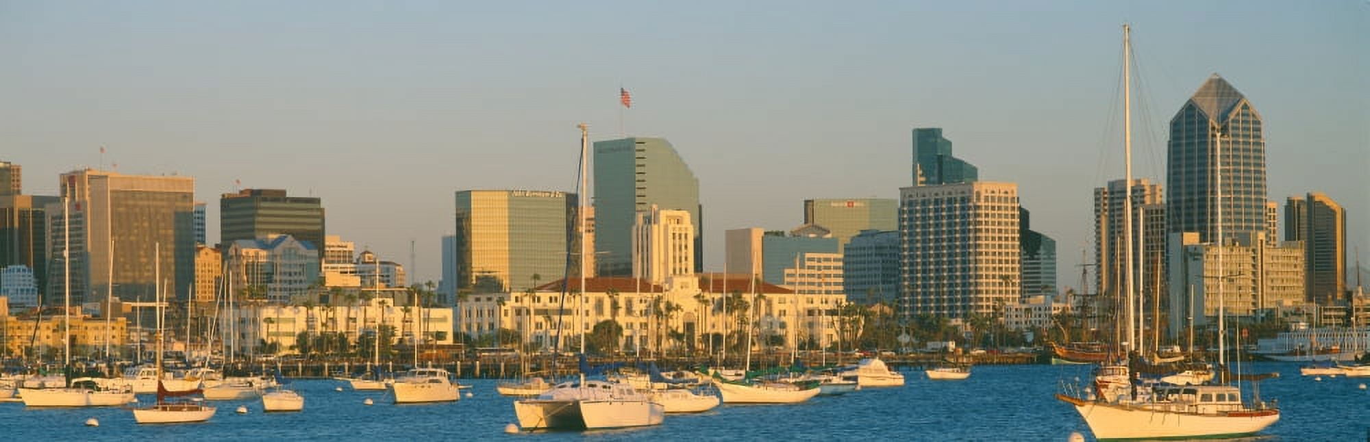 Sunset San Diego Harbor California Canvas Art - Panoramic Images (27 x 9)
