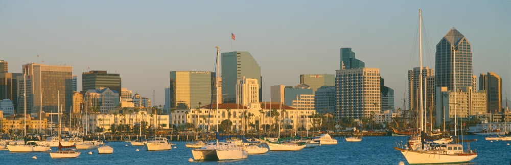 Sunset San Diego Harbor California Canvas Art - Panoramic Images (36 x 12)