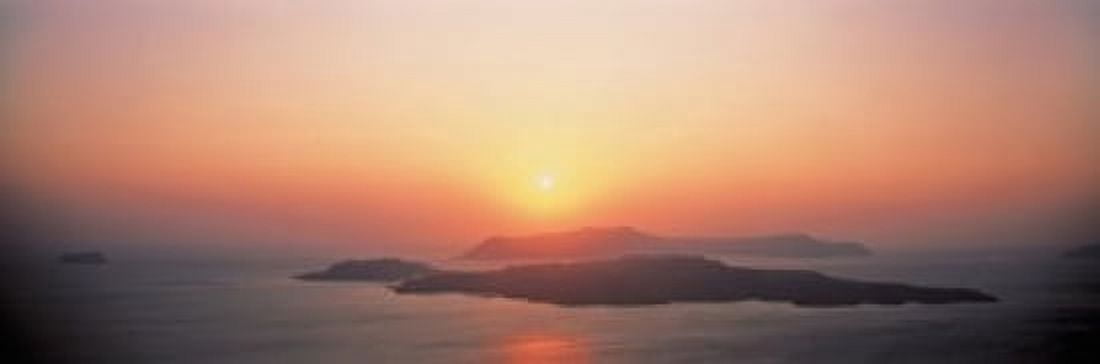 Sunset Santorini Island Greece Canvas Art - Panoramic Images (18 x 6)