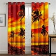 thumbnail image 1 of Sunset Scenery Grommet Thermal Insulated Window Curtain, Beach Coconut Trees Bedroom Blackout Curtains For Nursery Elegant Home Decoration 38"W x 54"L (Pack of 2), 1 of 6