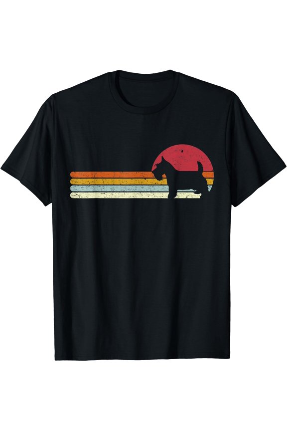Sunset Scottish Terrier Distressed Look for Dog Owner T-Shirt