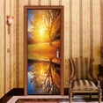 Sunset Sea Beach Door Sticker Adhesive PVC Forest Bridge Natural