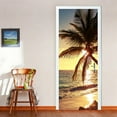 Sunset Sea Beach Door Sticker Adhesive PVC Forest Bridge Natural