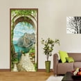Sunset Sea Beach Door Sticker Adhesive PVC Forest Bridge Natural
